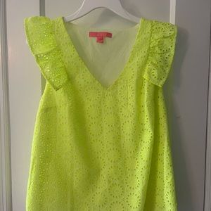 Lilly Pulitzer Lina Eyelet Top in bright yellow - Small